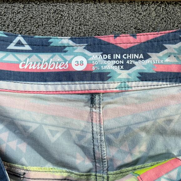 Chubbies Swim Shorts Men 38 Multicolor Southwestern Aztec Pockets Trunks Preppy - Picture 5 of 8